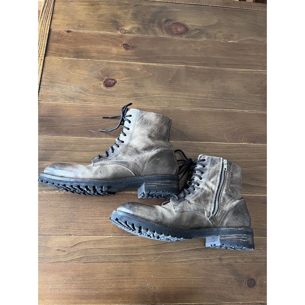 Freebird By Steven JAX Distressed Combat Boots Brown Zip Tie Leather Men's Sz 12